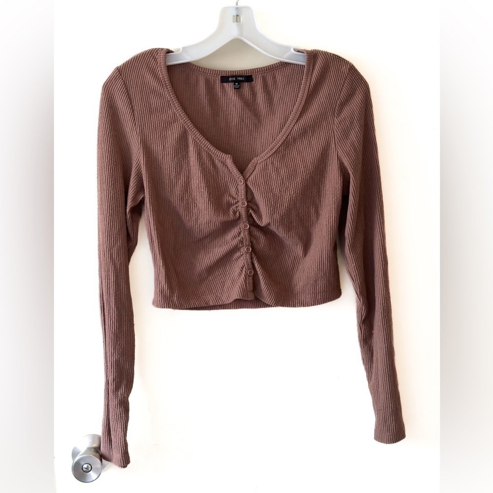 Love Tree Long Sleeve Crop Top